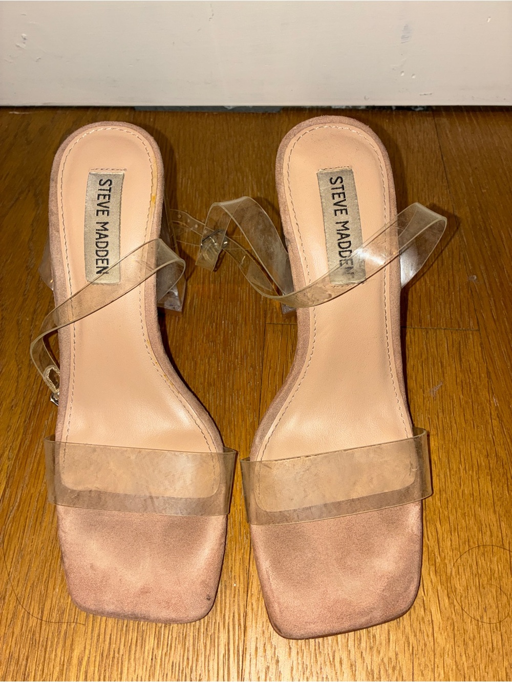 Steve Madden Clear Strap Nude Heeled Sandals Womens 6.5